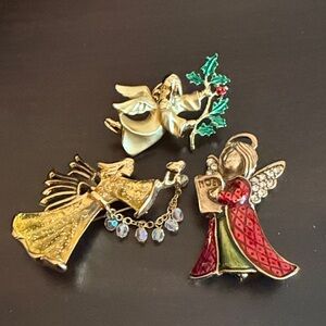 Set of 3 Christmas angel brooches